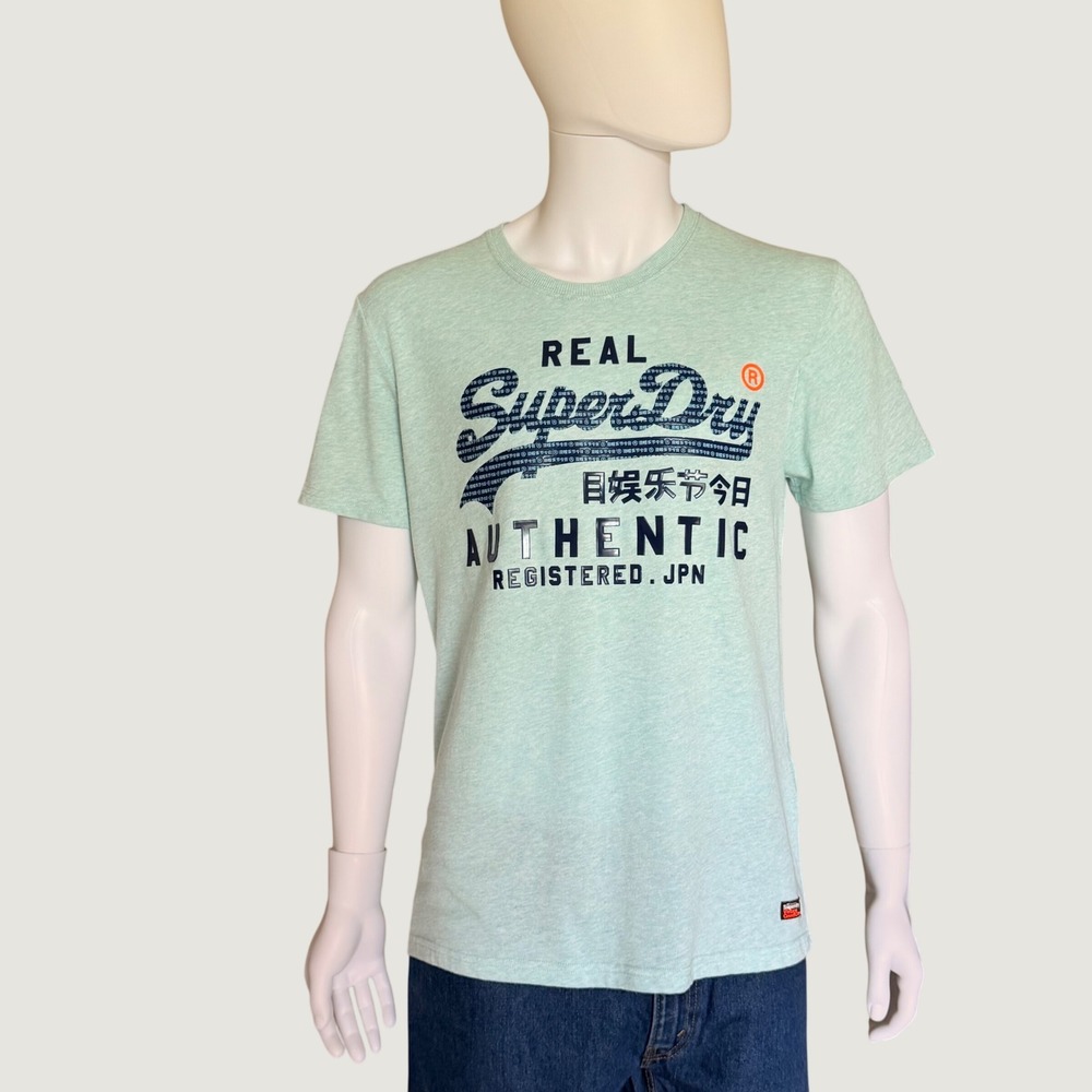 Superdry Mens Authentic Real Logo T-Shirt Mint Green Heather Size XL M10121TT